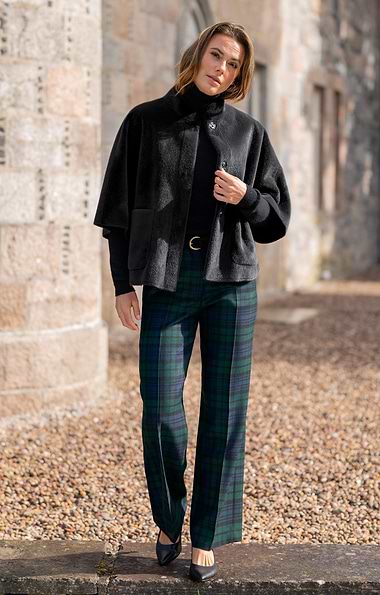 Ladies Wide Leg Tartan Trousers