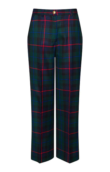 Ladies Wide Leg Tartan Trousers