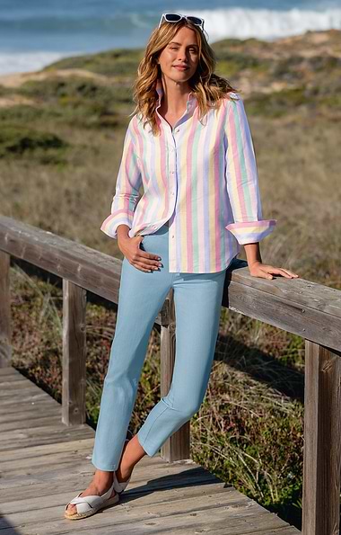 Ladies Denim Pull On Trousers