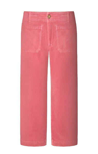 Ladies Washed Cord Cropped Trousers