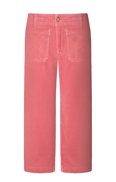 Ladies Washed Cord Cropped Trousers