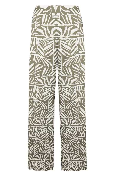Ladies Tie Waist Wide Leg Printed Trousers