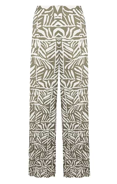 Ladies Tie Waist Wide Leg Printed Trousers