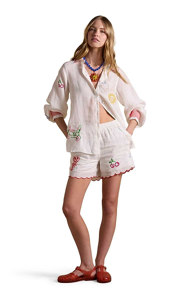 Ladies Joules Embroidered Pull On Shorts