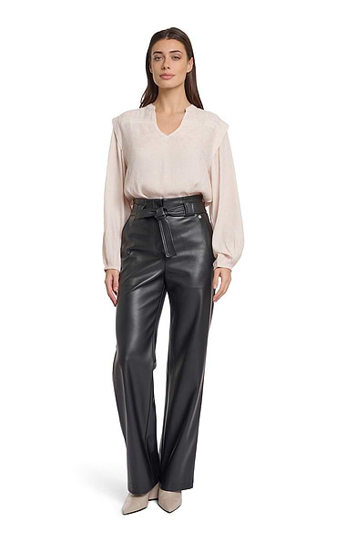 Ladies Rino & Pelle Faux Leather Belted Trousers