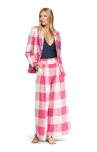 Ladies Vilagallo Check Wide Leg Trouser