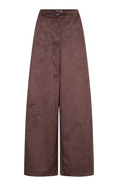 Ladies Faux Suede Wide Leg Trousers