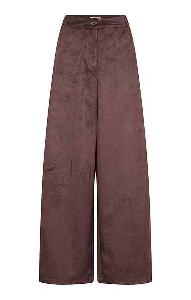 Ladies Faux Suede Wide Leg Trousers