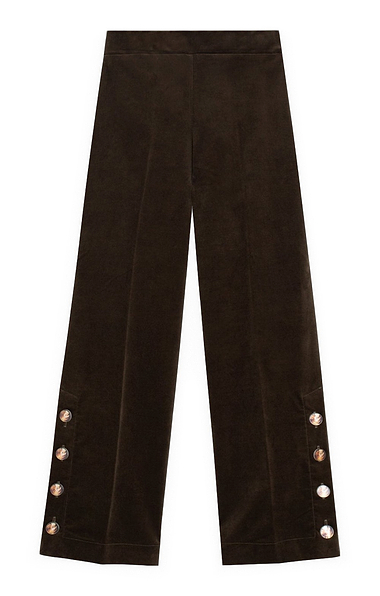 Ladies Vilagallo Velvet Pull On Button Trousers