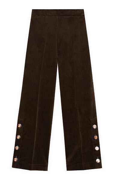 Ladies Vilagallo Velvet Pull On Button Trousers