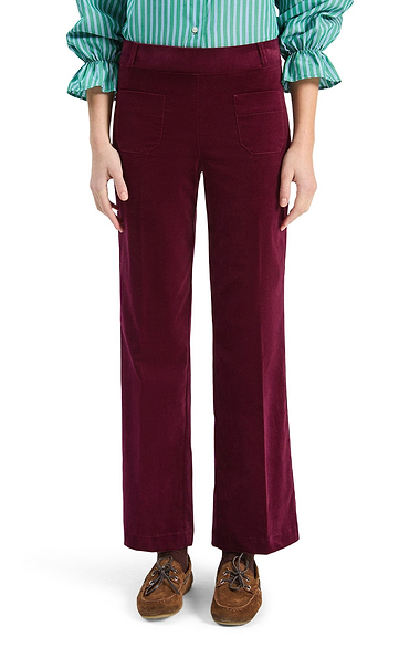 Ladies Vilagallo Velvet Straight Leg Pull On Trousers