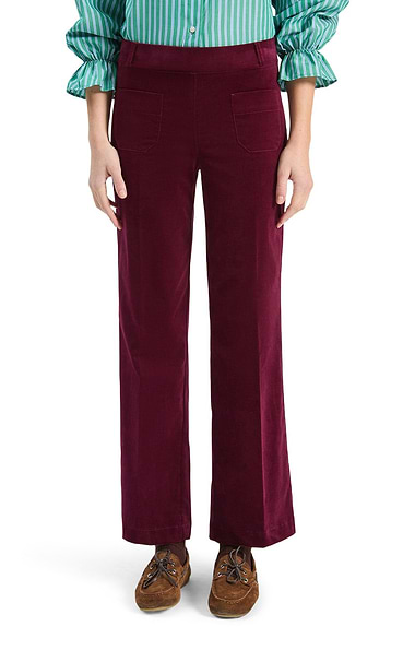 Ladies Vilagallo Velvet Straight Leg Pull On Trousers