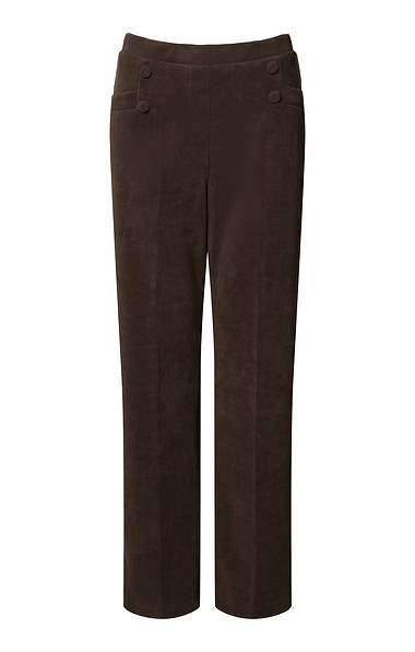 Ladies Corduroy Button Detail Trousers
