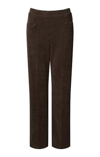 Ladies Corduroy Button Detail Trousers
