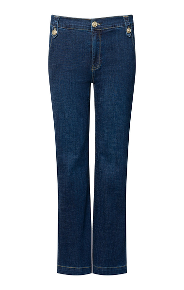 Ladies Stretch Button Detail Jeans