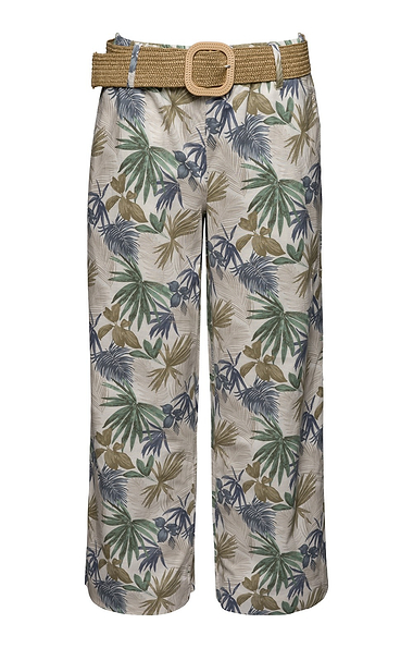 Ladies Print Linen Blend Trousers