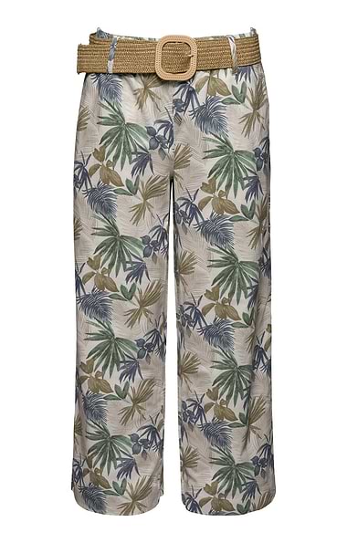 Ladies Print Linen Blend Trousers