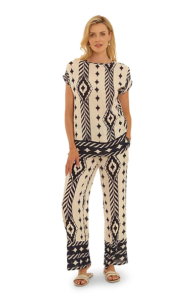 Ladies Pomodoro Negative Positive Print Trousers