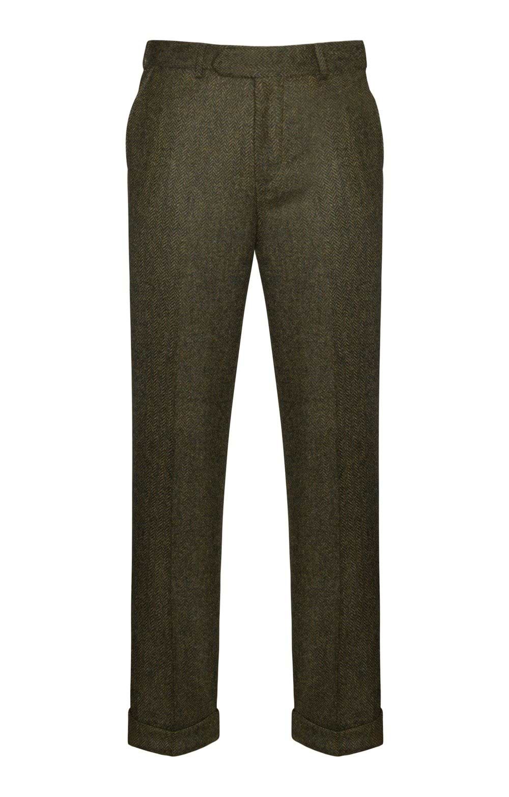 Men's Shetland Tweed Trousers, Green - House of Bruar