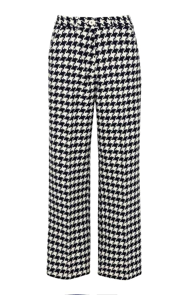 Ladies Wide Leg Houndstooth Trousers