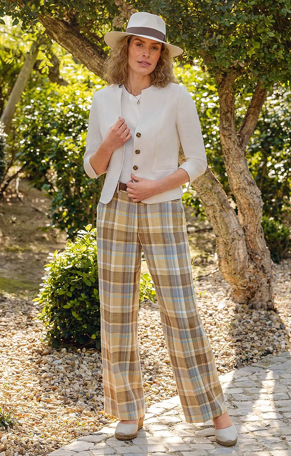 Ladies Irish Linen Wide Leg Trousers