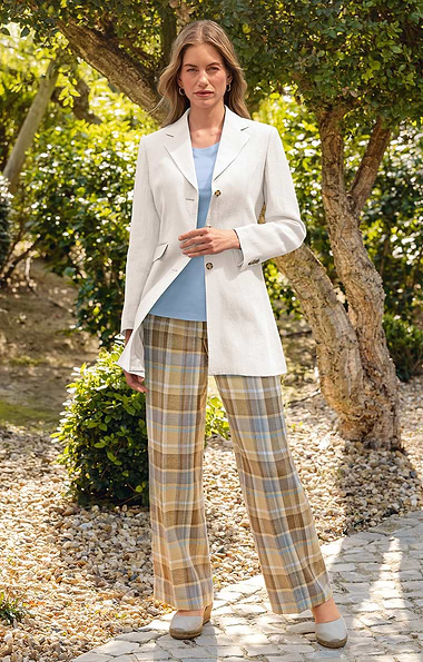 Ladies Irish Linen Wide Leg Trousers