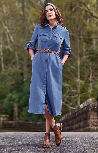 Ladies Stretch Cotton Chino Dress