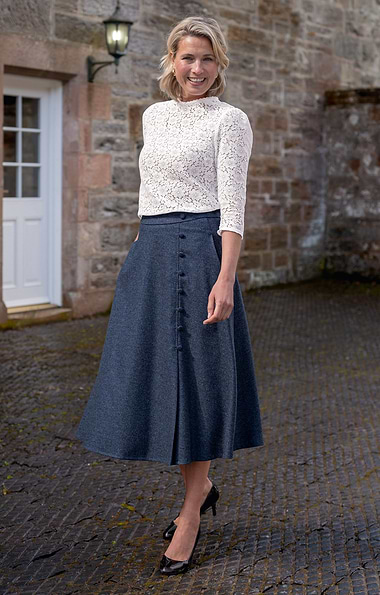 Ladies Button Swing Flannel Skirt