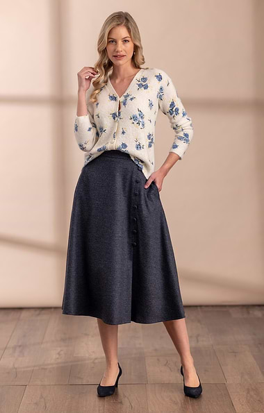 Ladies Button Swing Flannel Skirt