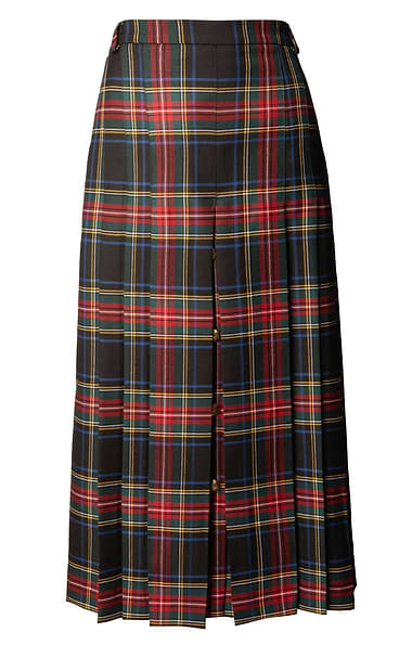 Ladies Gold Button Plaid Skirt