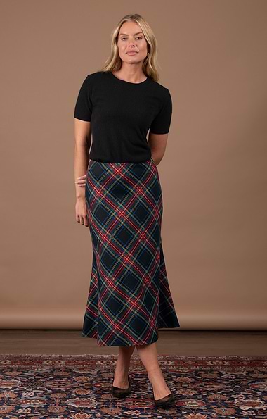 Ladies Tartan Bias Skirt