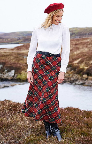 Ladies Plaid Bias Skirt