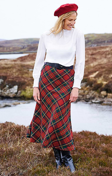 Ladies Tartan Bias Skirt