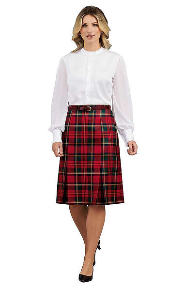 Ladies Plaid Inverted Pleat Skirt