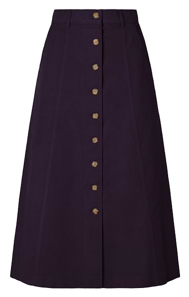 Ladies Stretch Moleskin Long Button Skirt