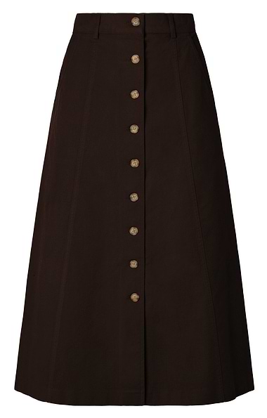Ladies Stretch Moleskin Long Button Skirt