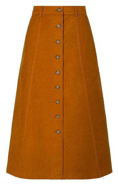 Ladies Stretch Moleskin Long Button Skirt