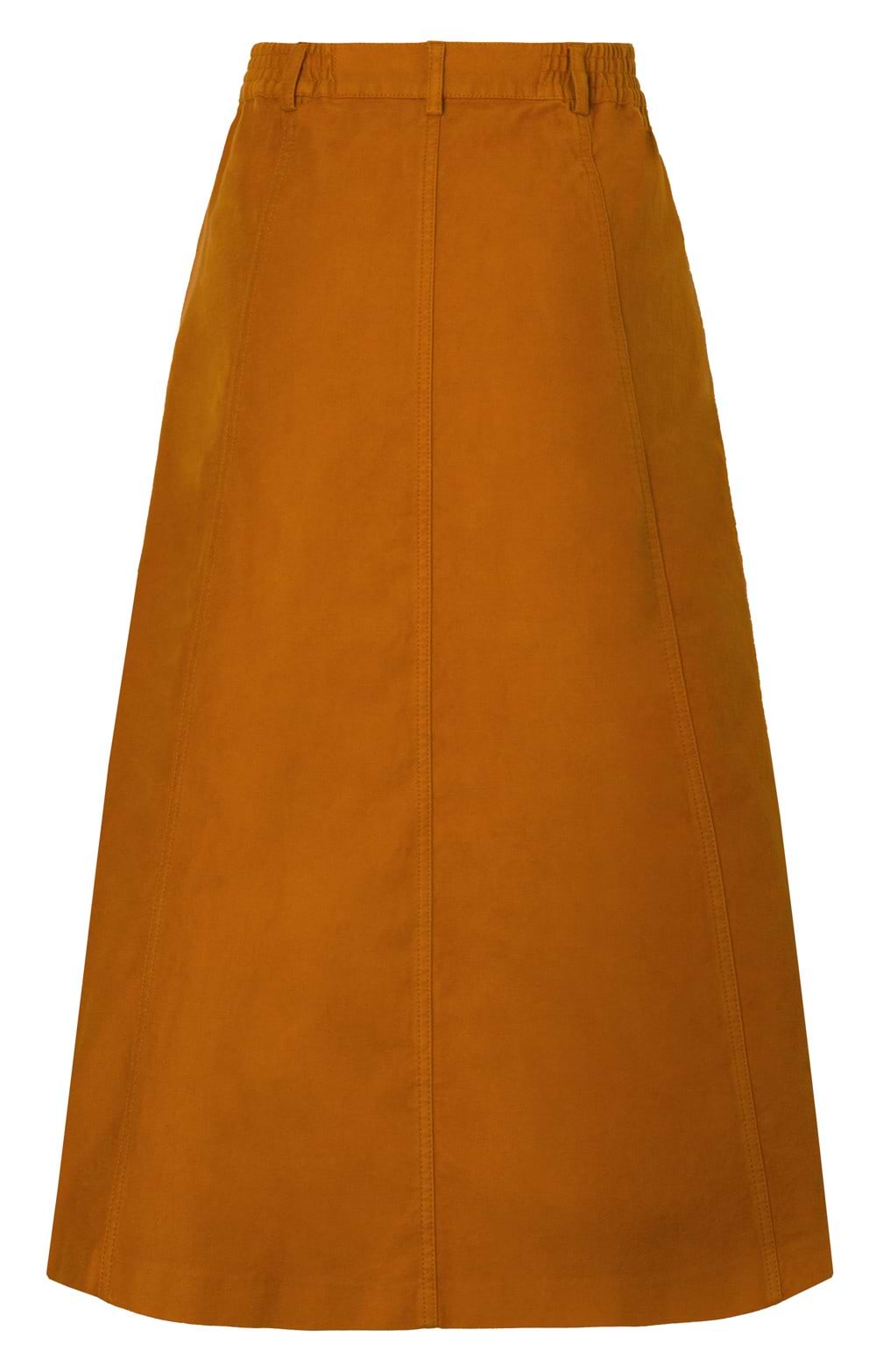 【maison celon 】2way button long skirt Ladies Stretch Moleskin Long Button Skirt, Orange - House of Bruar