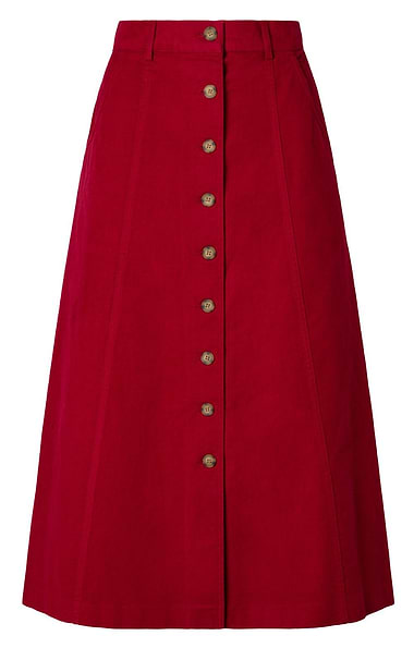 Ladies Stretch Moleskin Long Button Skirt