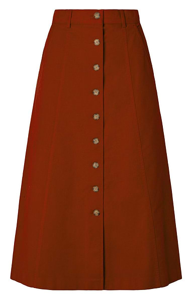 Ladies Stretch Moleskin Long Button Skirt