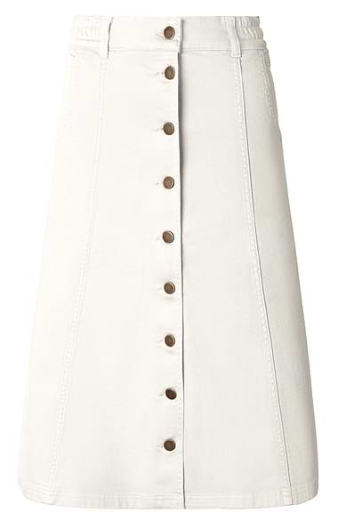 Ladies Button Through Stretch Denim Skirt