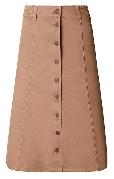 Ladies Button Through Stretch Denim Skirt