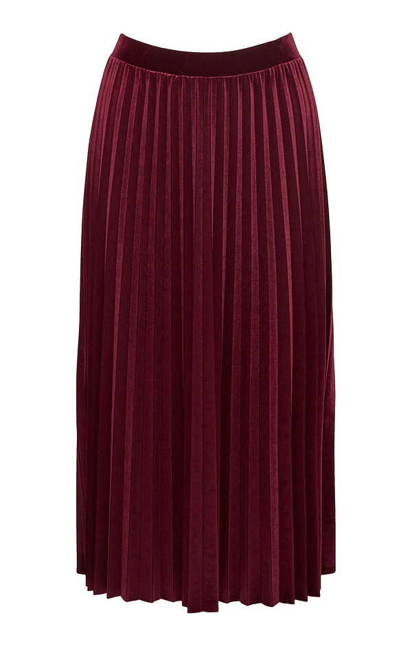 Ladies Velvet Pleat Skirt