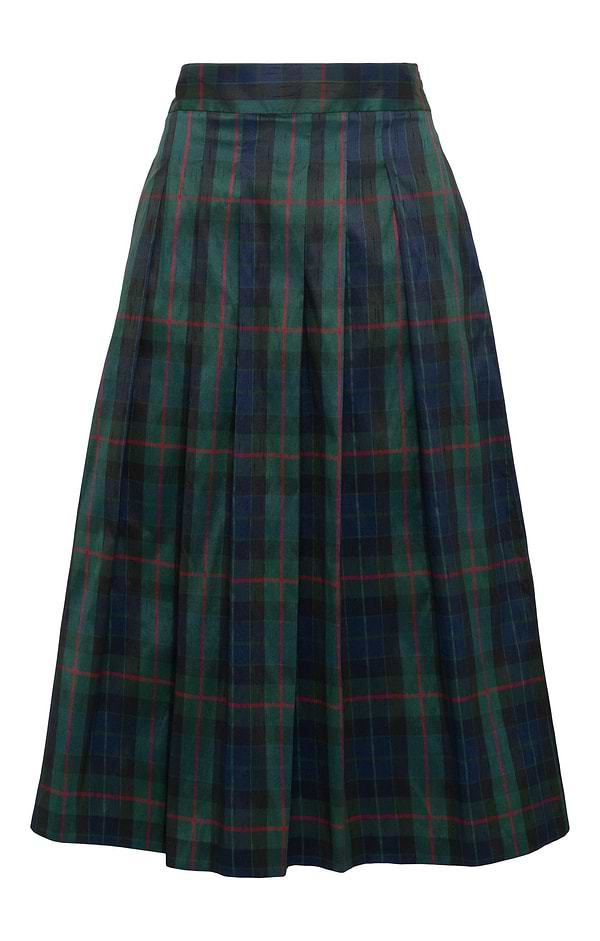 Ladies Box Pleat Tartan Taffeta Skirt