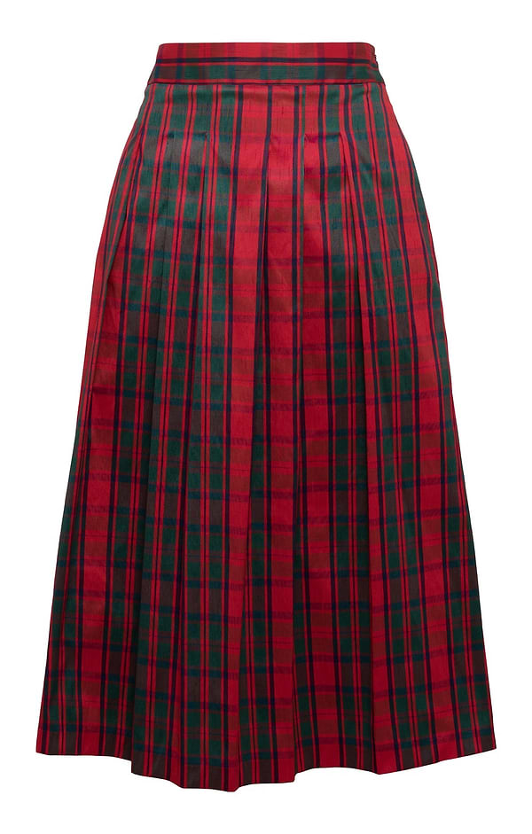 Ladies Box Pleat Tartan Taffeta Skirt