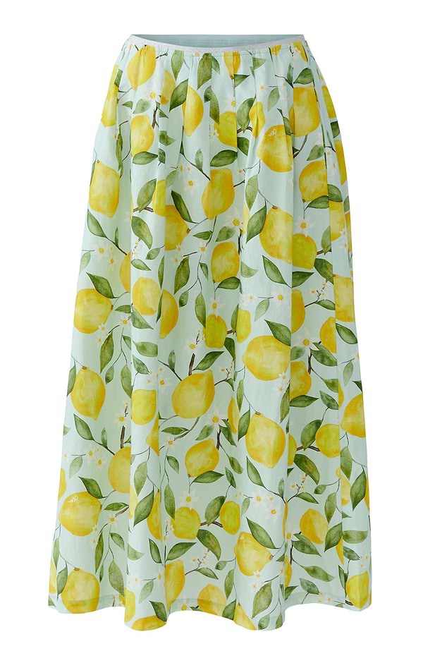Ladies Oui Lemon Print Maxi Skirt