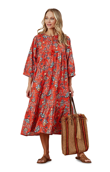 Ladies Adini Floral Cotton Lurex Sukata Dress