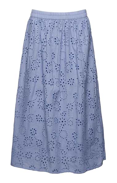 Ladies Broderie Anglaise Elastic Waist Maxi Skirt