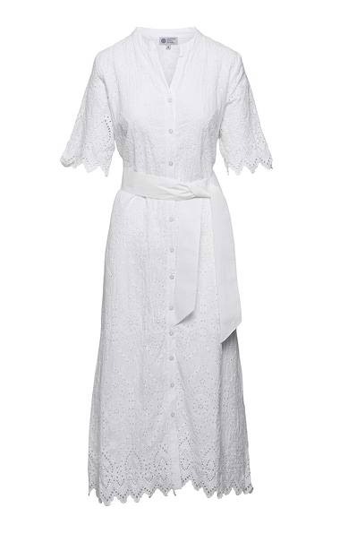 Ladies Broderie Anglaise Button Through Maxi Dress