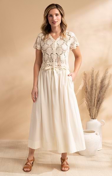 Ladies Tie Waist Maxi Skirt